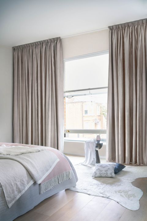 Arlington shingle floor length pencil pleat curtains in light bedroom