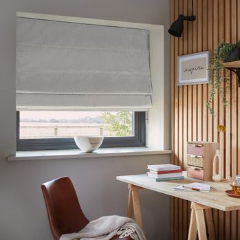 Allure silver roman blind in home office