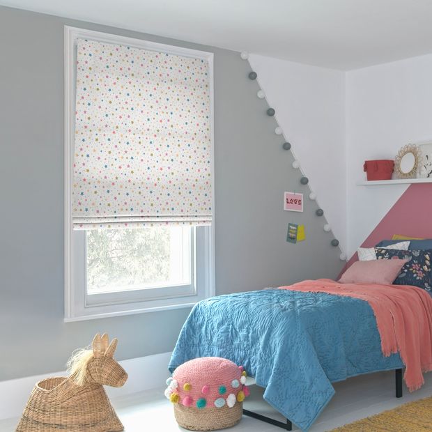 Space multi roman blinds in childrens bedroom