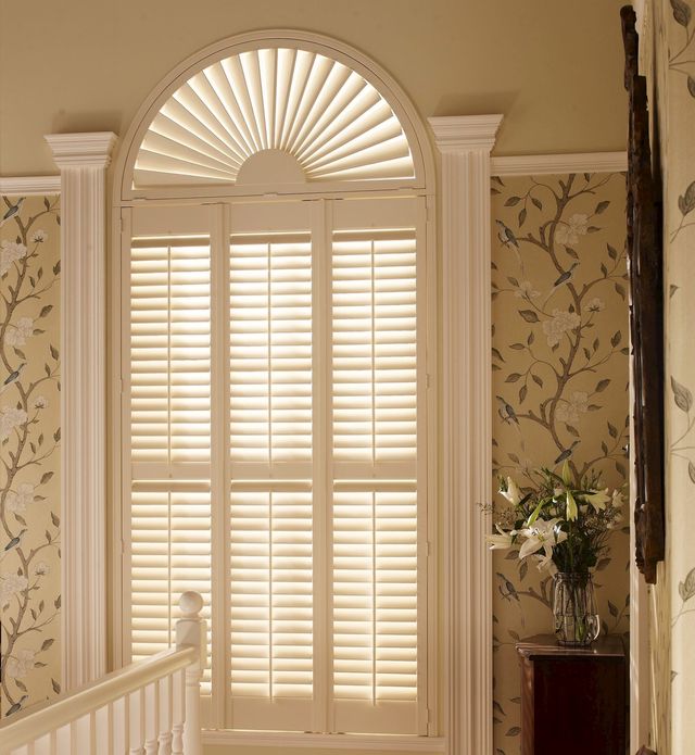 crisp linen shutters on landing window