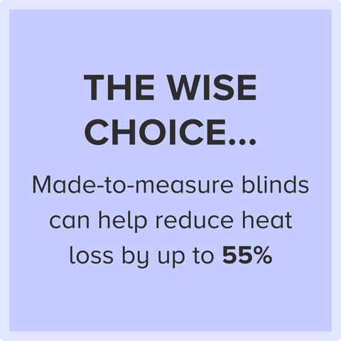 the wise choice, made to measure blinds can help reduce heat loss by up to 55%