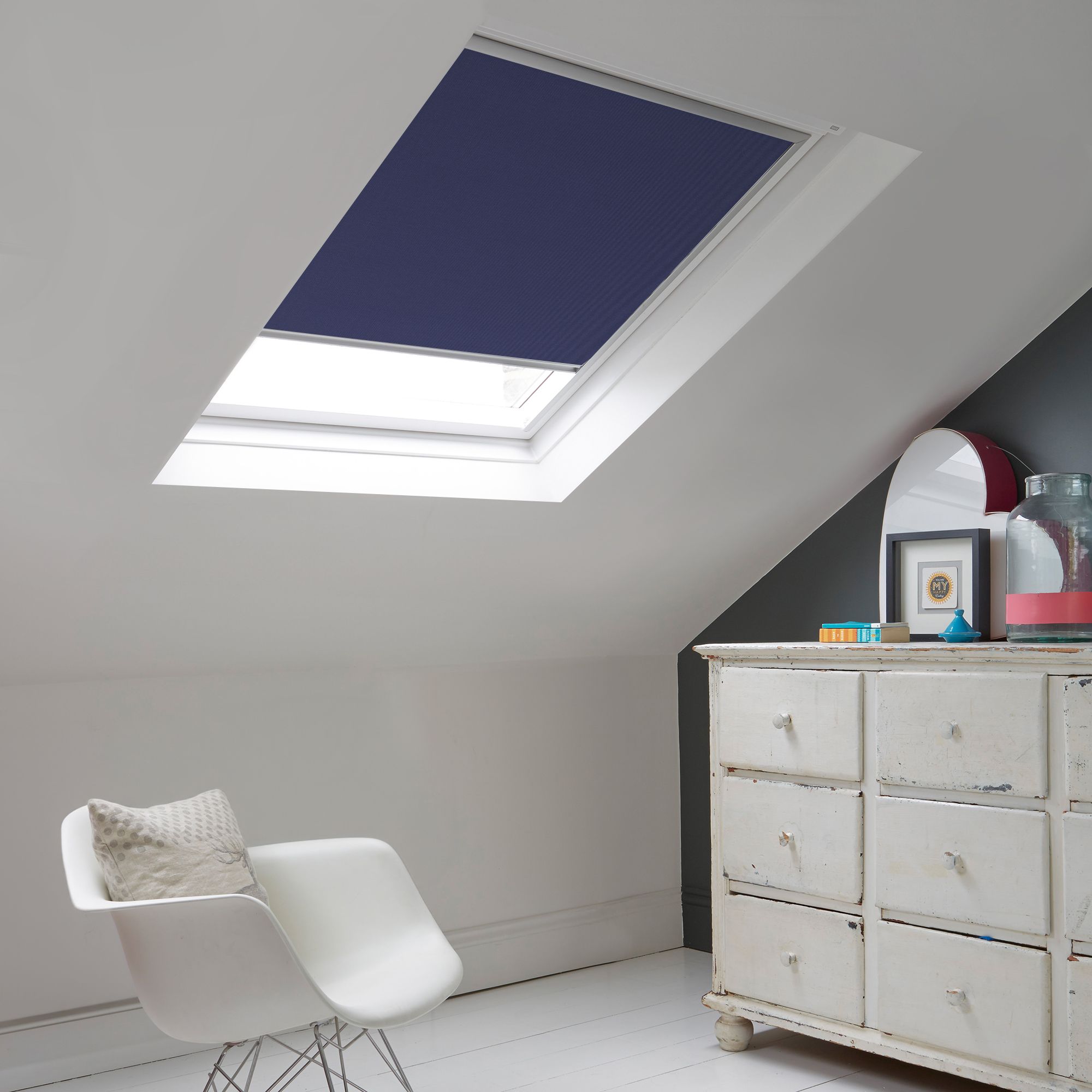 Splendor Ink Blue Skylight Roller Blind | Hillarys