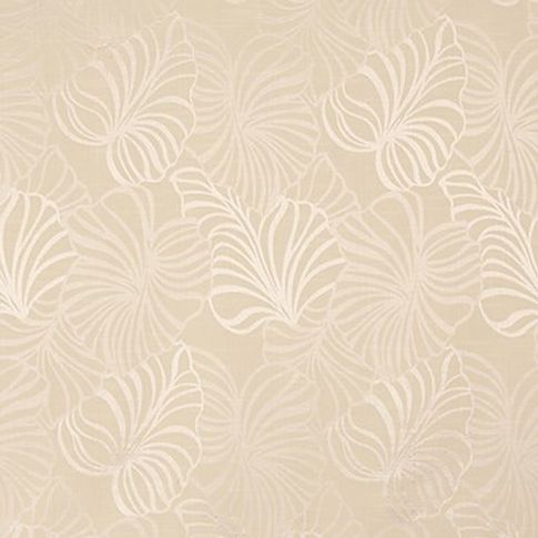 broadleigh cotton swatch with a rich cream colour and a repeating leaf pattern