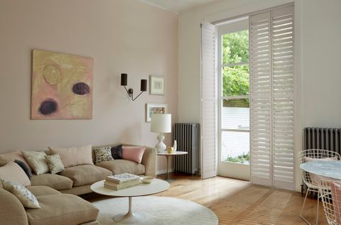 Full Height White Richmond Shutters