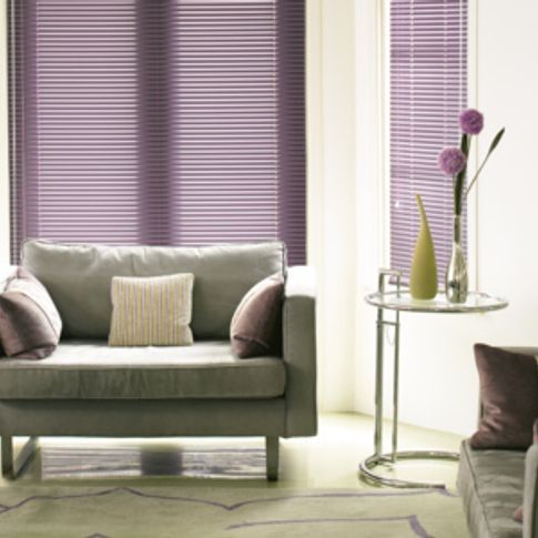 Purple Venetian Blind in the Living room window - Portfolio Damson living room Venetian blind