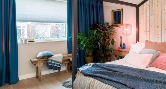HIL_ThermaShade_Pleated_blind_Mist_with_Bardot_Denim_curtains_Bedroom_Oliver_Heath_collaboration.jpg